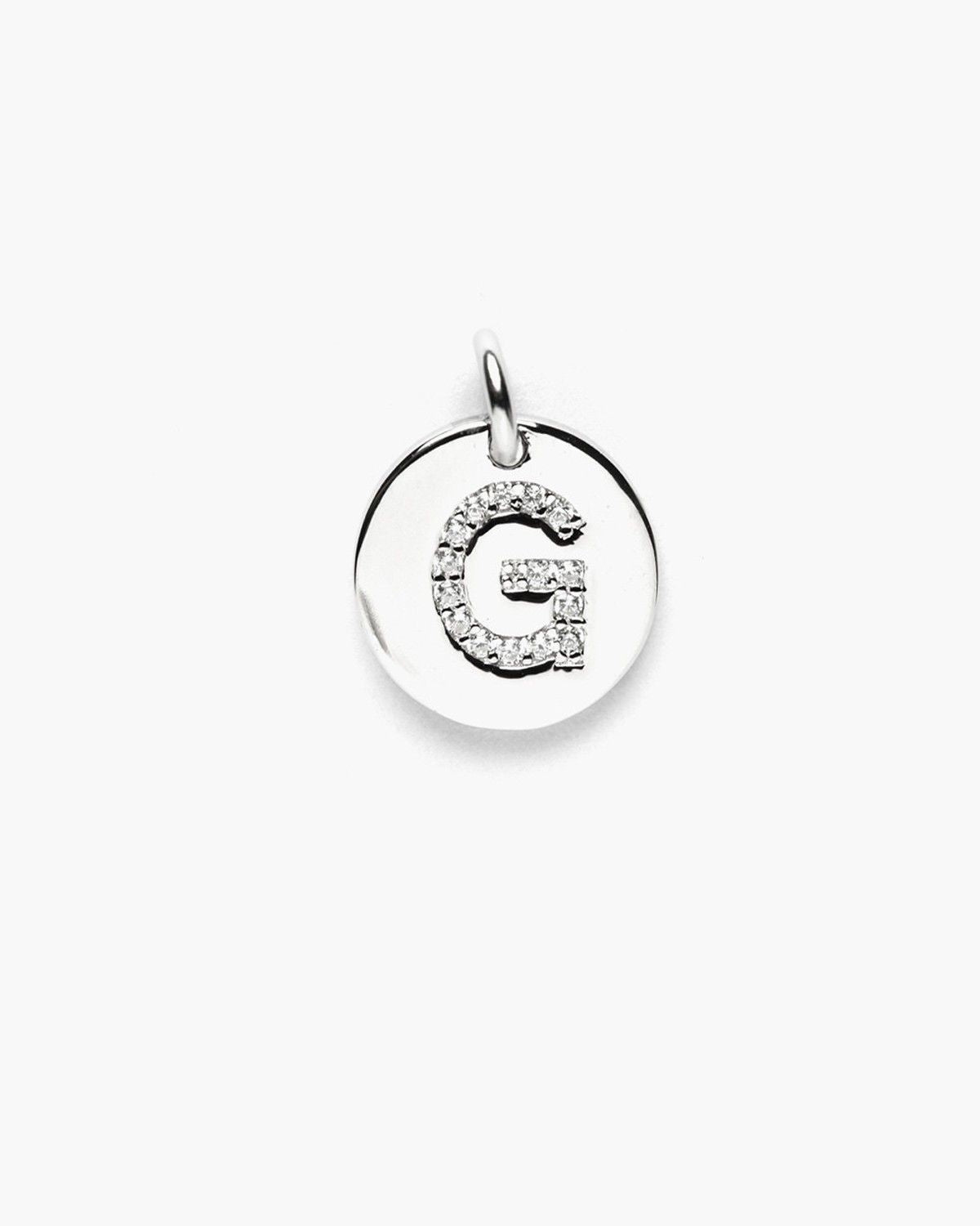 PENDENTE PIASTRA LETTERA ZIRCONATA / RODIO BIANCO LUCIDO