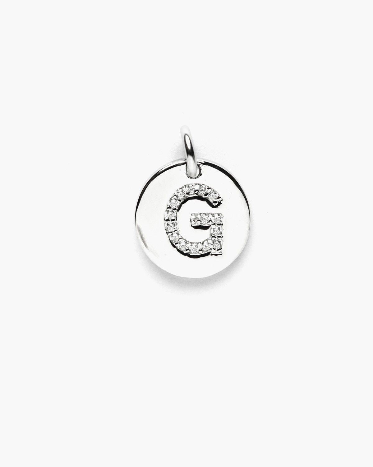 PENDENTE PIASTRA LETTERA ZIRCONATA / RODIO BIANCO LUCIDO