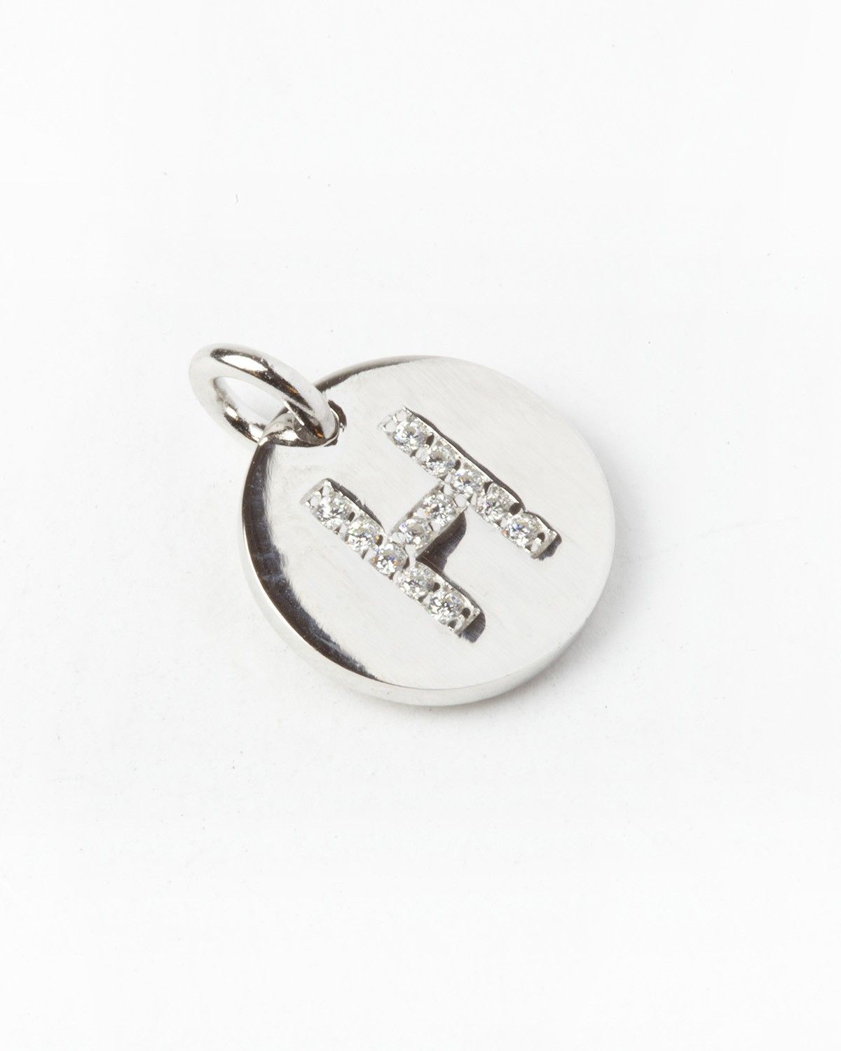 PENDENTE PIASTRA LETTERA ZIRCONATA / RODIO BIANCO LUCIDO