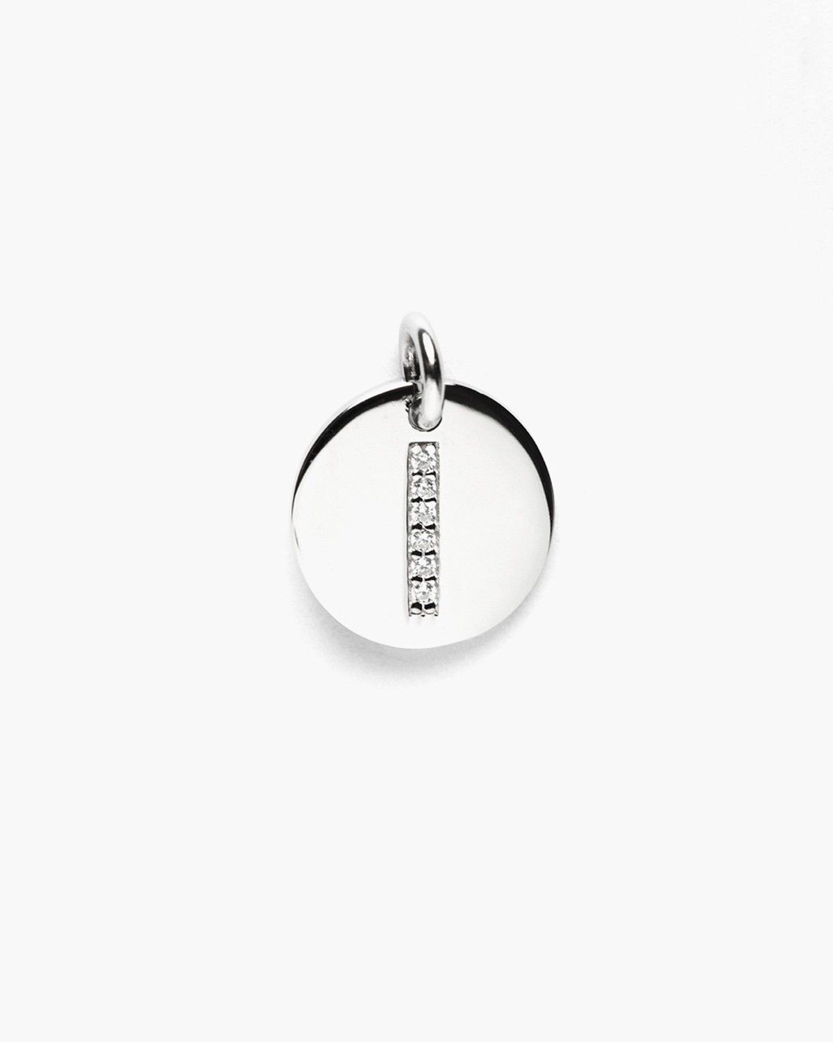 PENDENTE PIASTRA LETTERA ZIRCONATA / RODIO BIANCO LUCIDO