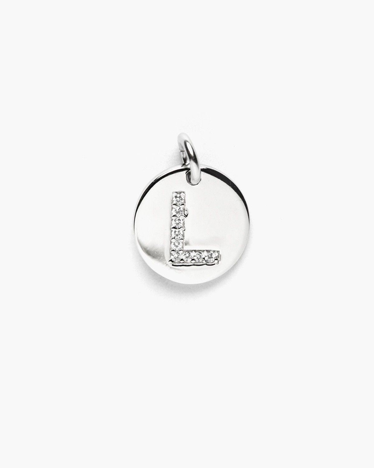 PENDENTE PIASTRA LETTERA ZIRCONATA / RODIO BIANCO LUCIDO