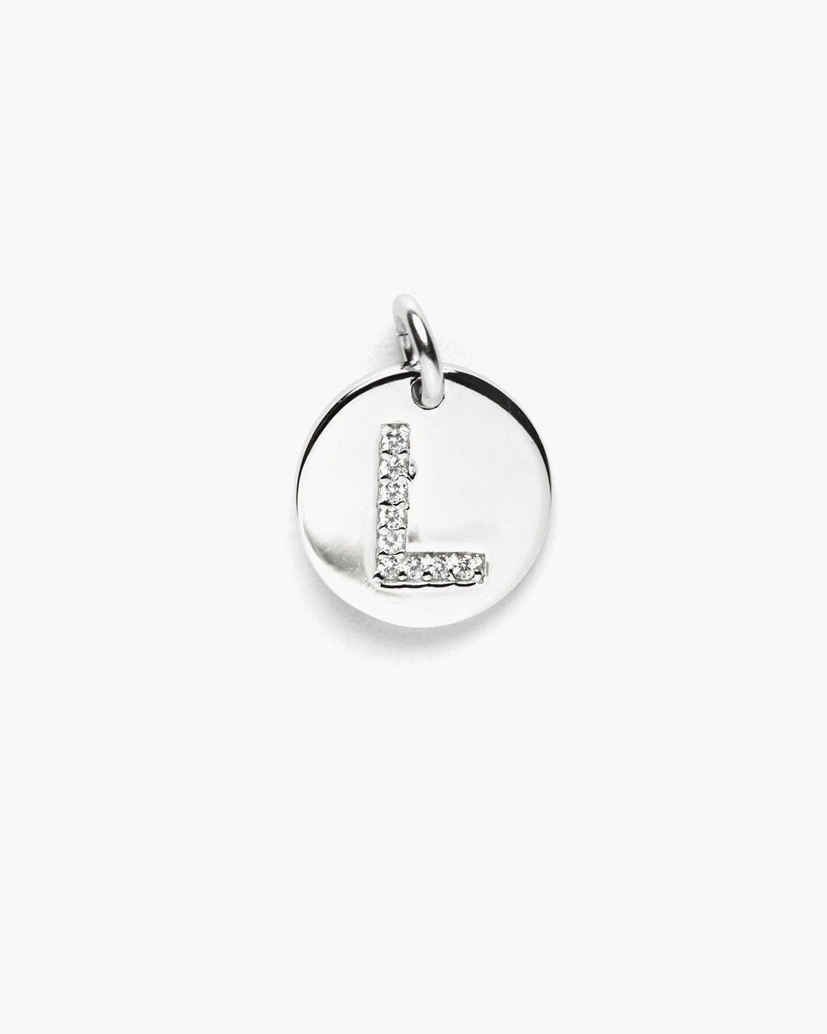 PENDENTE PIASTRA LETTERA ZIRCONATA / RODIO BIANCO LUCIDO