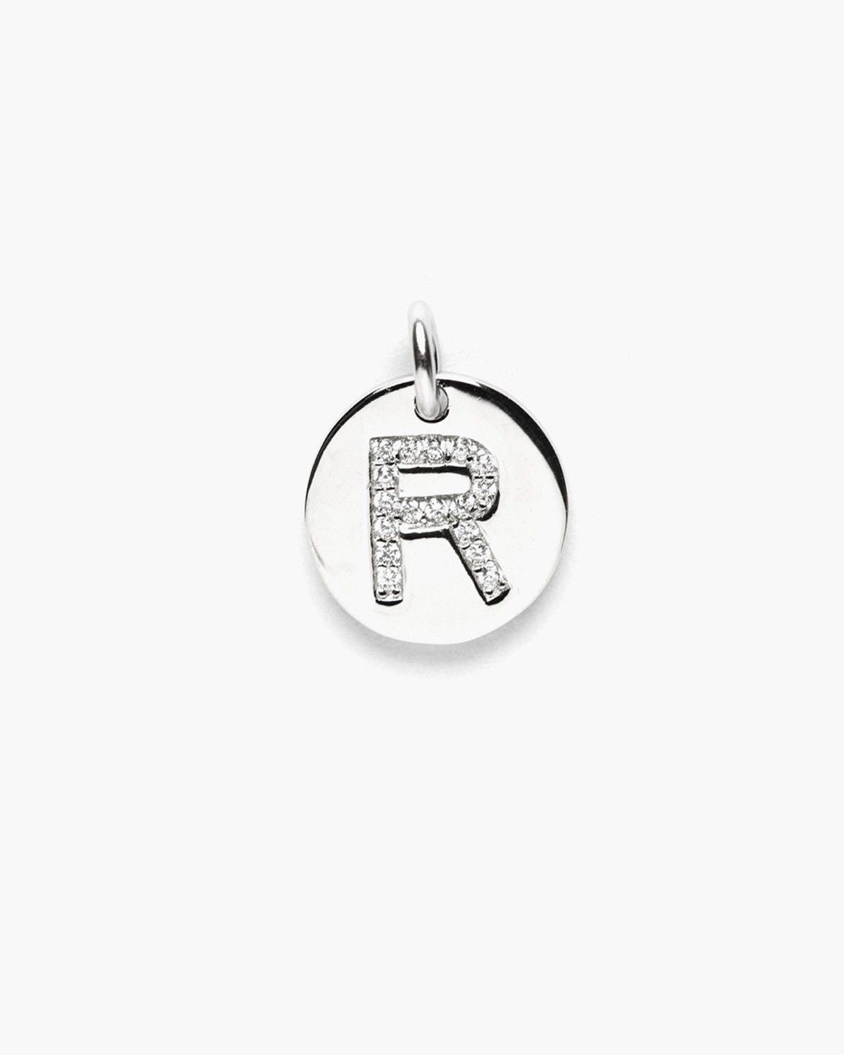 PENDENTE PIASTRA LETTERA ZIRCONATA / RODIO BIANCO LUCIDO