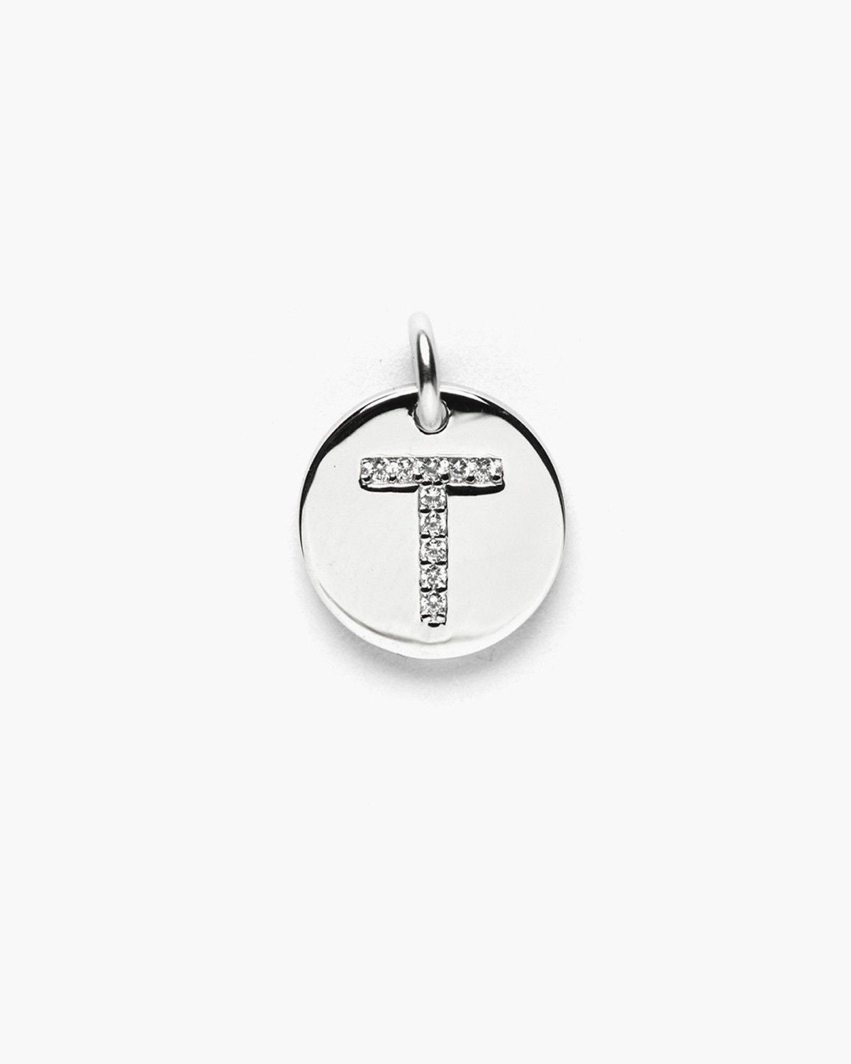 PENDENTE PIASTRA LETTERA ZIRCONATA / RODIO BIANCO LUCIDO