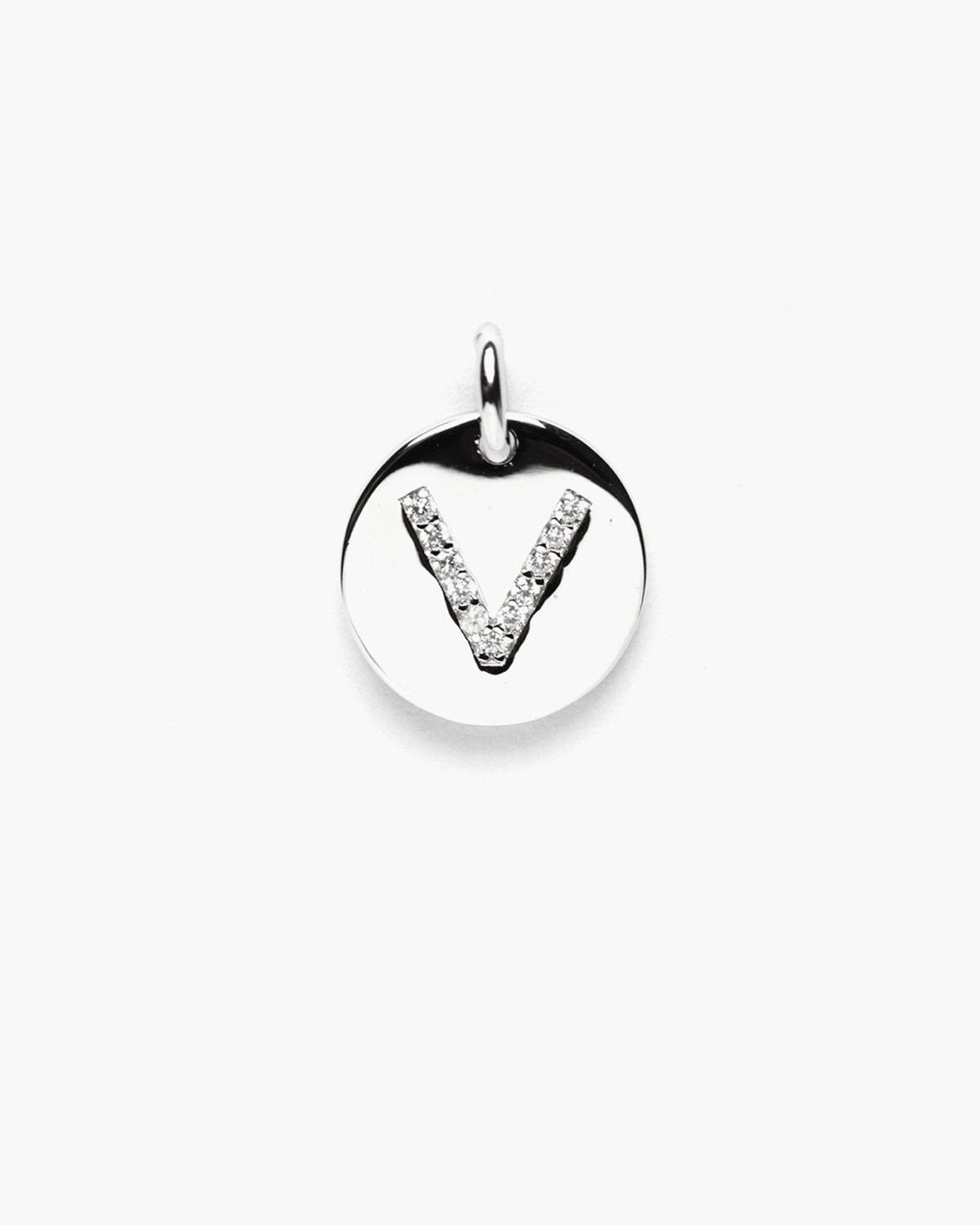 PENDENTE PIASTRA LETTERA ZIRCONATA / RODIO BIANCO LUCIDO