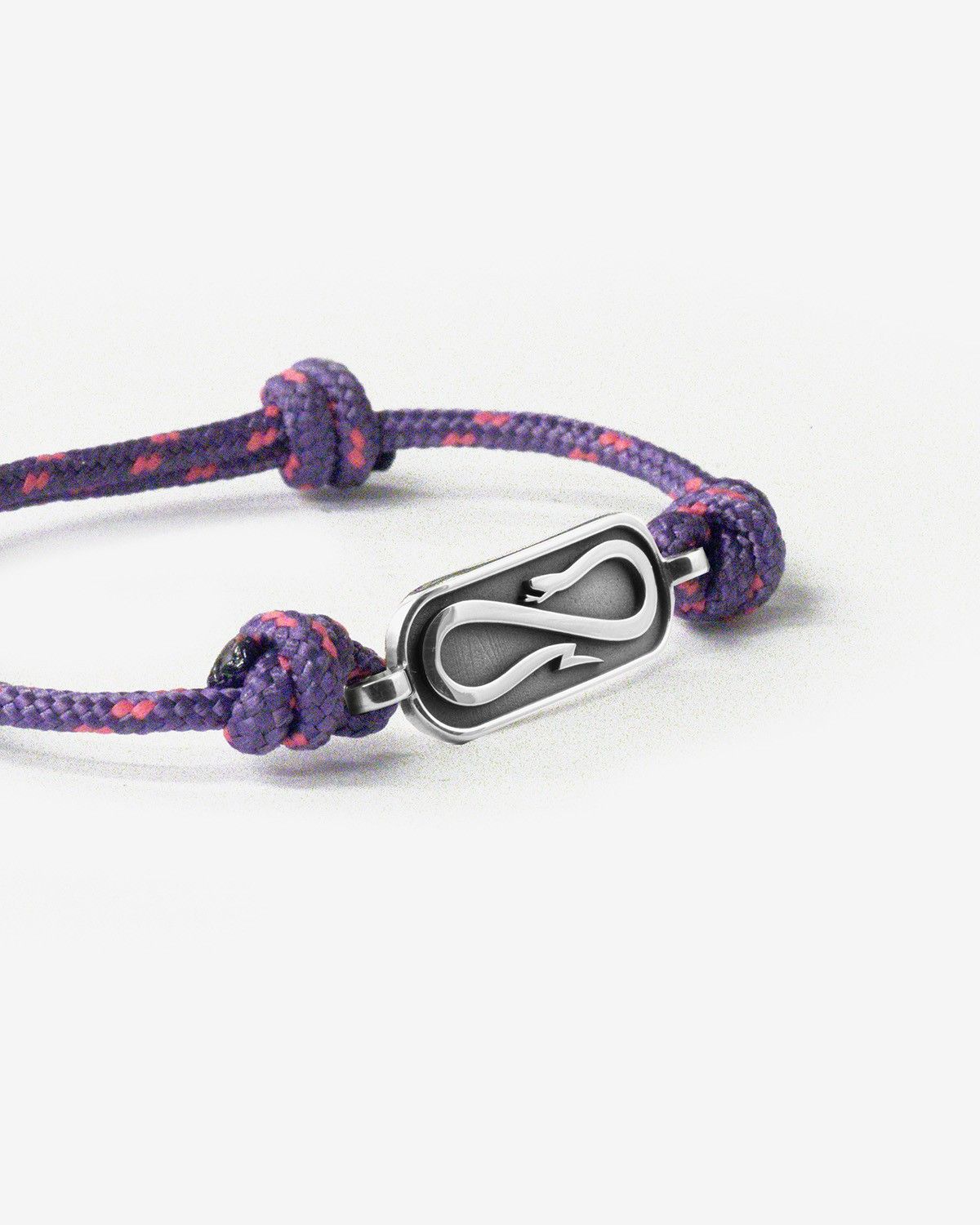 BRACCIALE IN CORDA VIOLA CON TARGA PROPAGANDA W/ NOVE25 IN ARGENTO