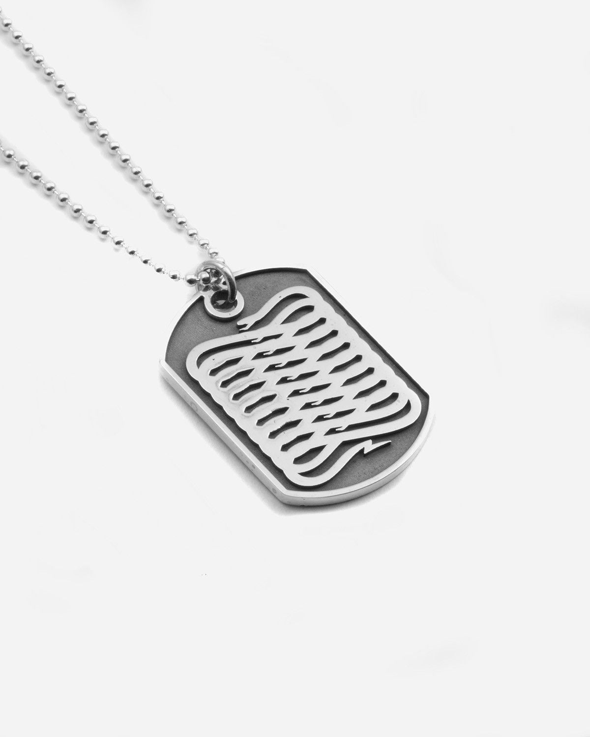 COLLAR CON COLGANTE PLACA DE MILITARES PROPAGANDA W/ NOVE25 DE PLATA